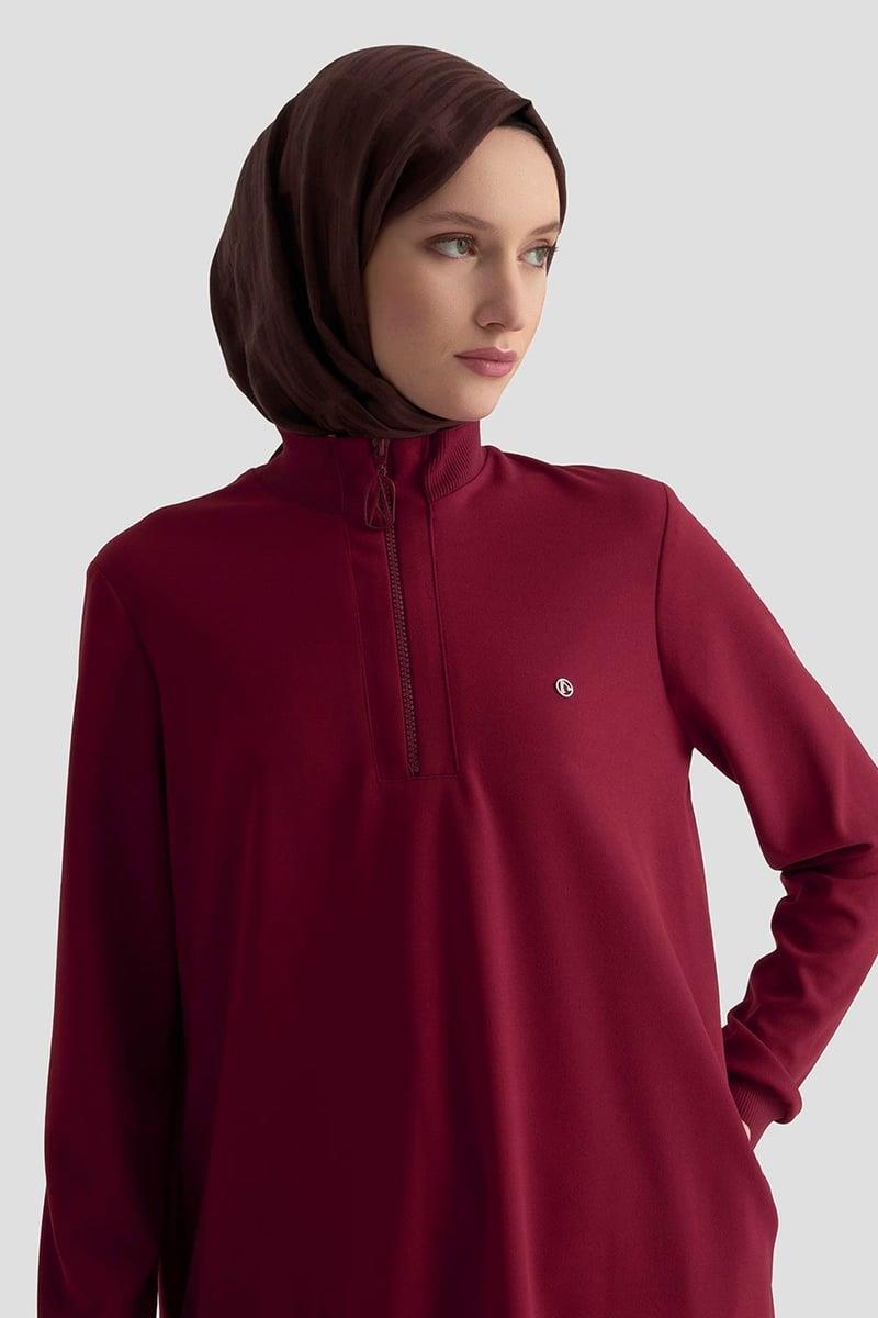 Armine TREND Halkalı Örme Kumaş Tunik Bordo 25KT456