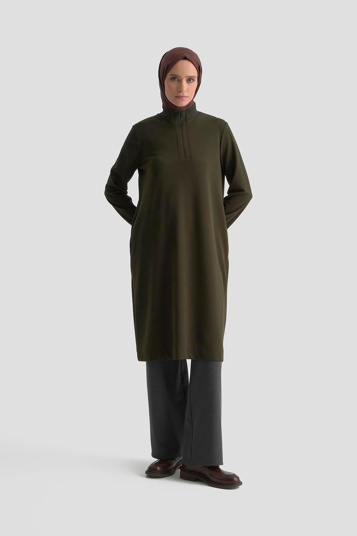 Armine TREND Halkalı Örme Kumaş Tunik Yeşil 25KT456