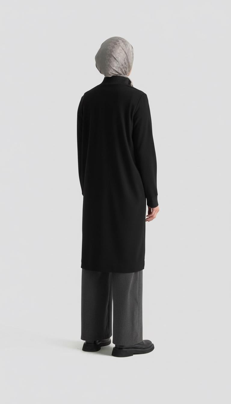 Armine TREND Halkalı Örme Kumaş Tunik Siyah 25KT456