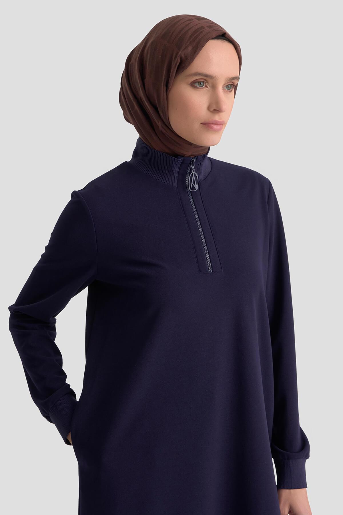 Armine TREND Halkalı Örme Kumaş Tunik Lacivert 25KT456