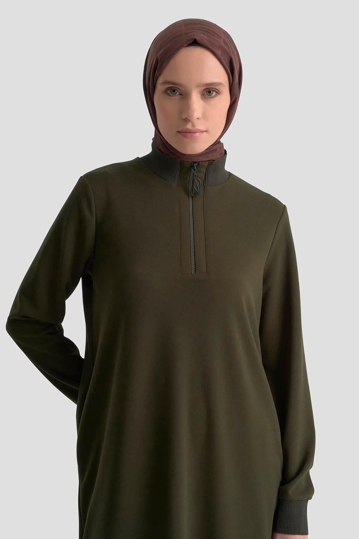 Armine TREND Halkalı Örme Kumaş Tunik Yeşil 25KT456