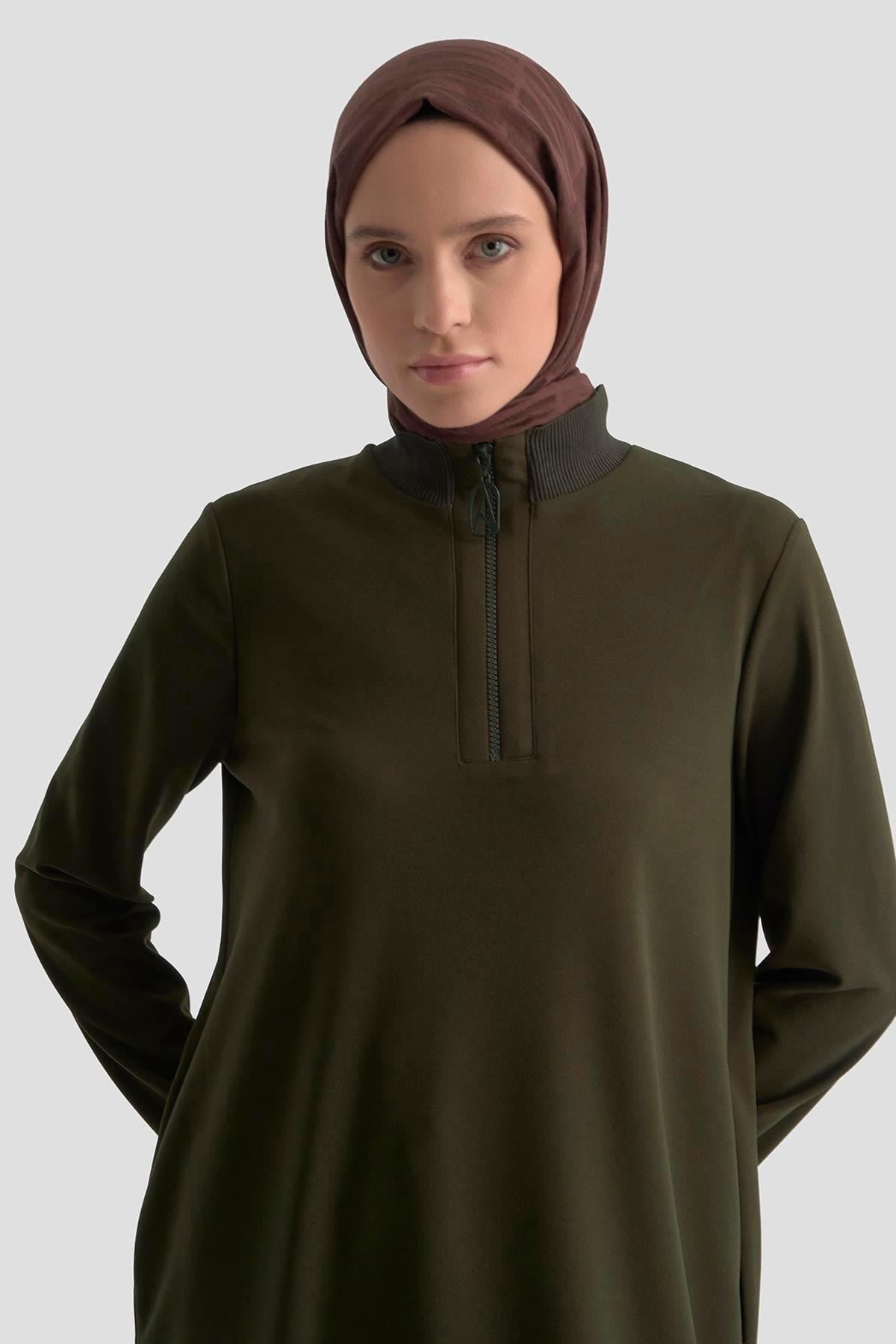 Armine TREND Halkalı Örme Kumaş Tunik Yeşil 25KT456