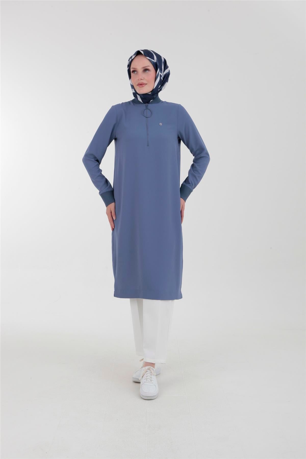 Armine Trend Halkalı Tunik 23YT424 Gri Mavi