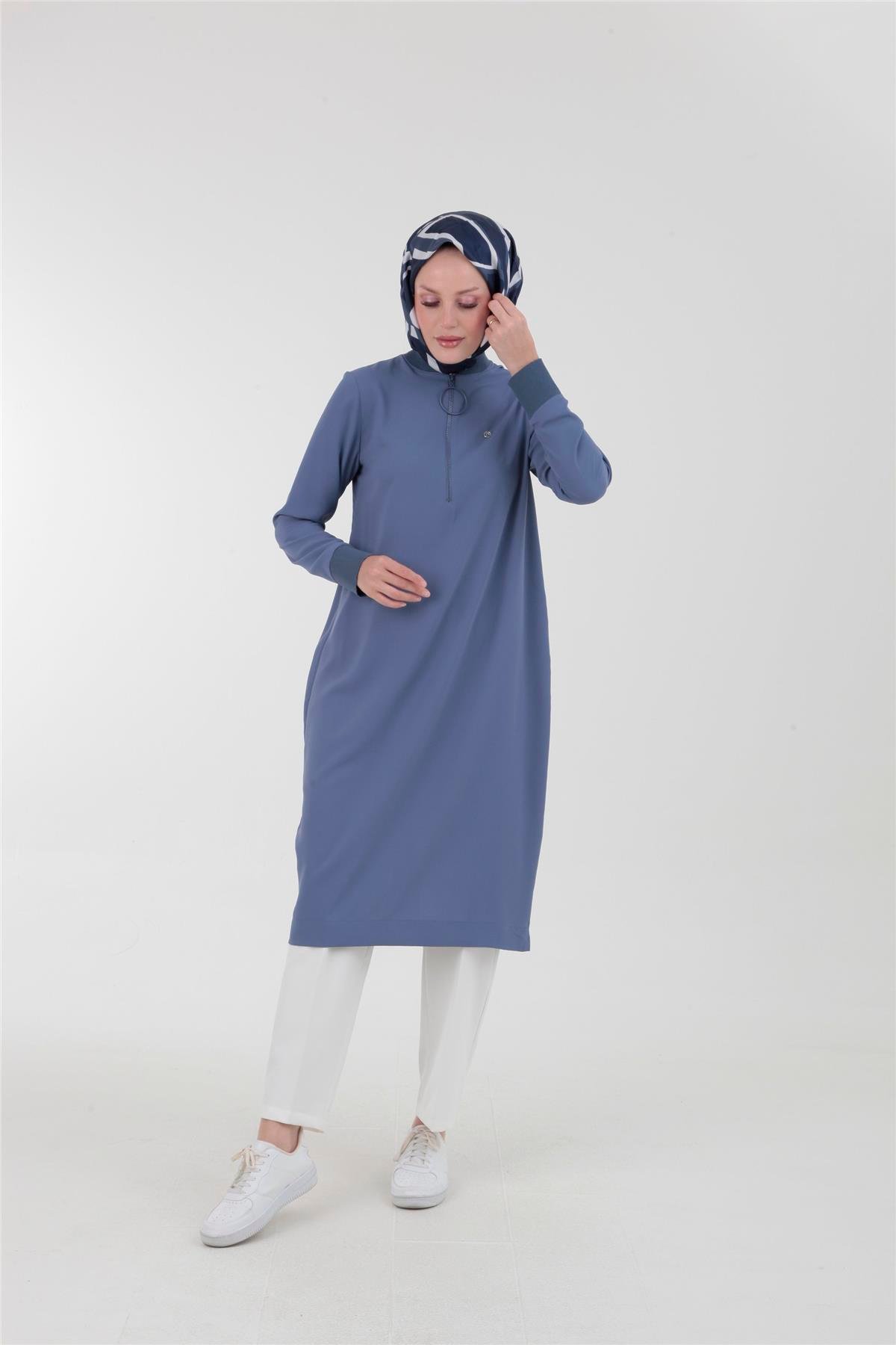 Armine Trend Halkalı Tunik 23YT424 Gri Mavi