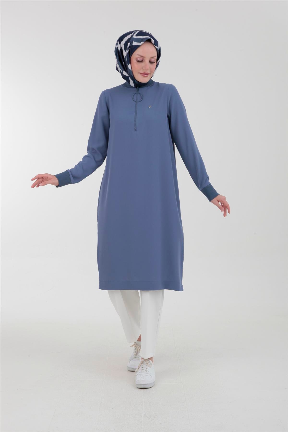 Armine Trend Halkalı Tunik 23YT424 Gri Mavi