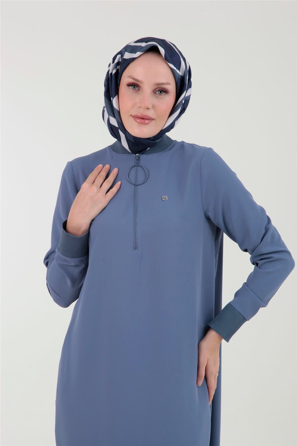 Armine Trend Halkalı Tunik 23YT424 Gri Mavi