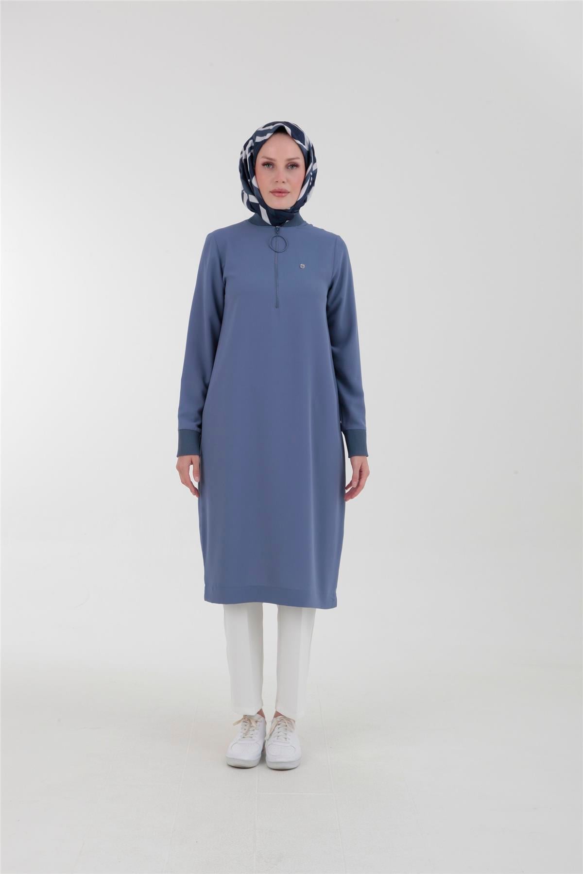 Armine Trend Halkalı Tunik 23YT424 Gri Mavi