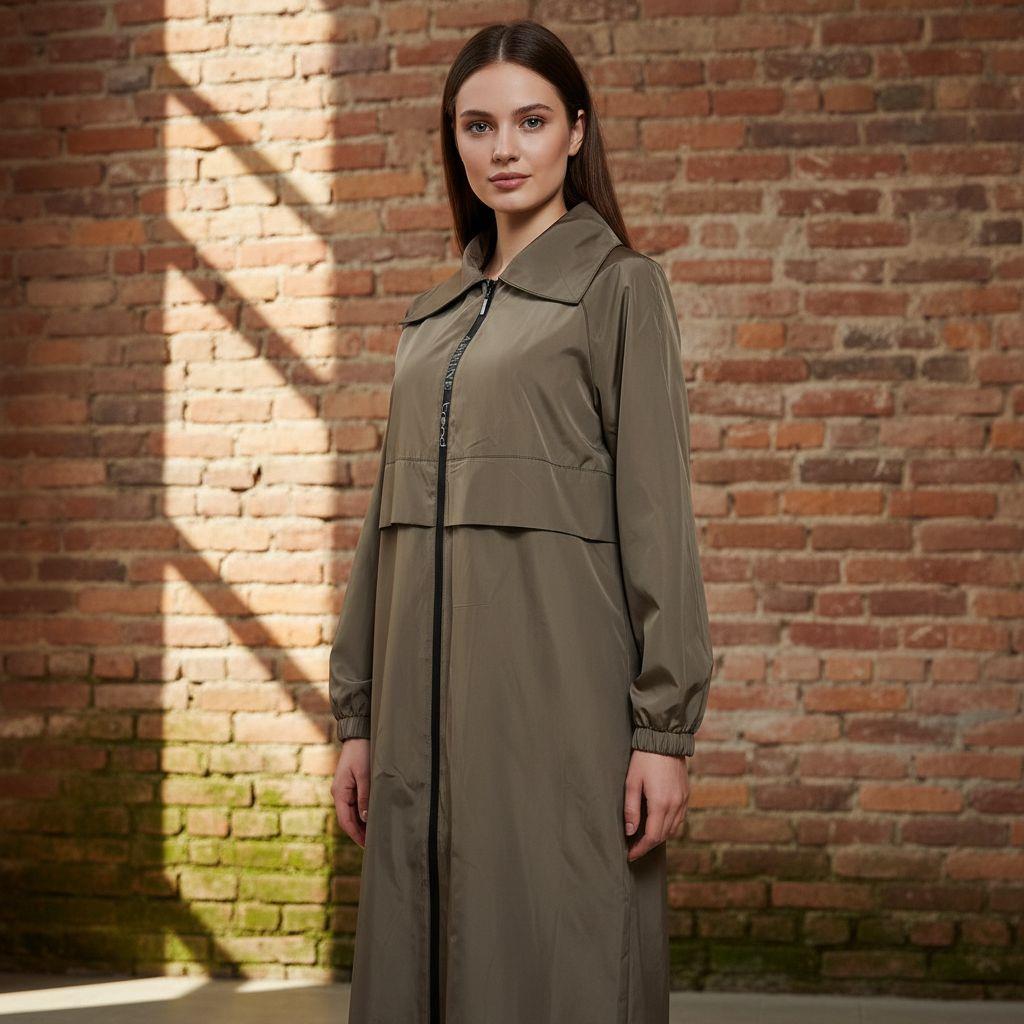 Armine TREND İmzalı Paraşüt Kumaş Yağmurluk Kap Giy Çık Bej 25KT724