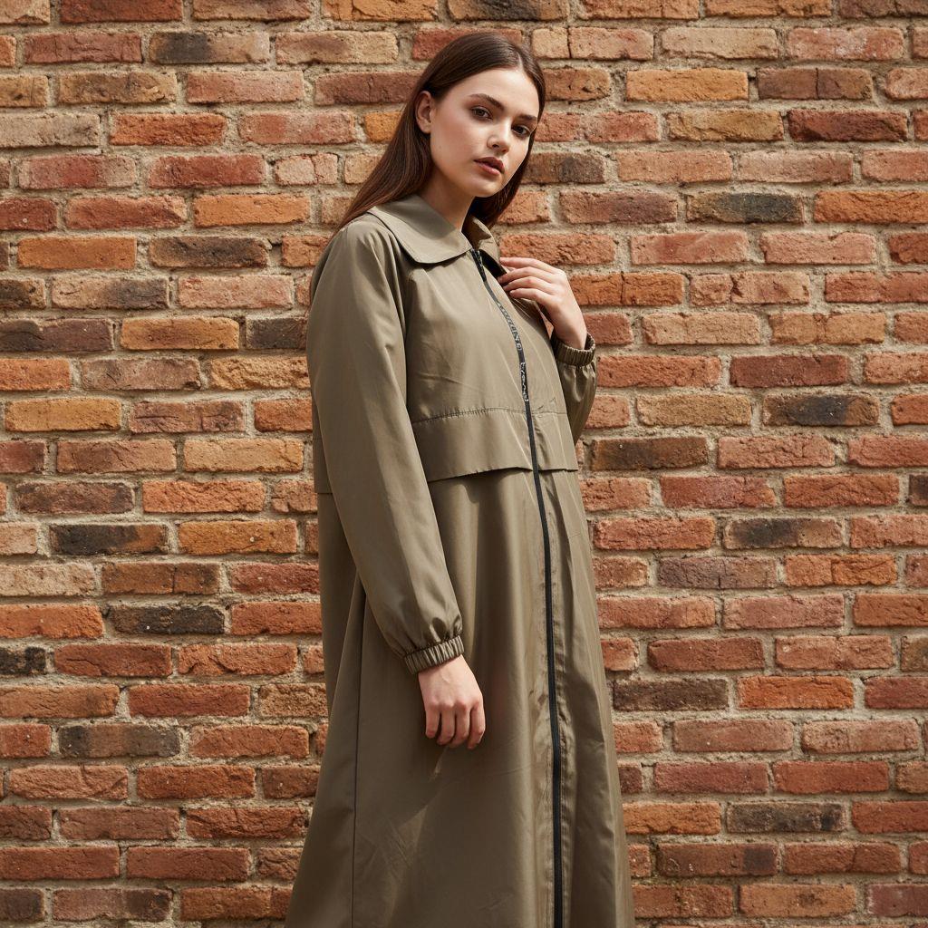 Armine TREND İmzalı Paraşüt Kumaş Yağmurluk Kap Giy Çık Bej 25KT724