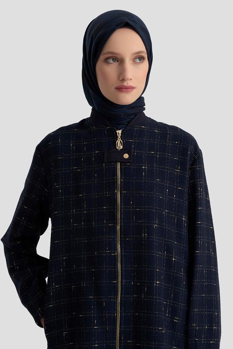 Armine TREND İnce Sarı Çizgili Pantolonlu Takım Lacivert 25KT612