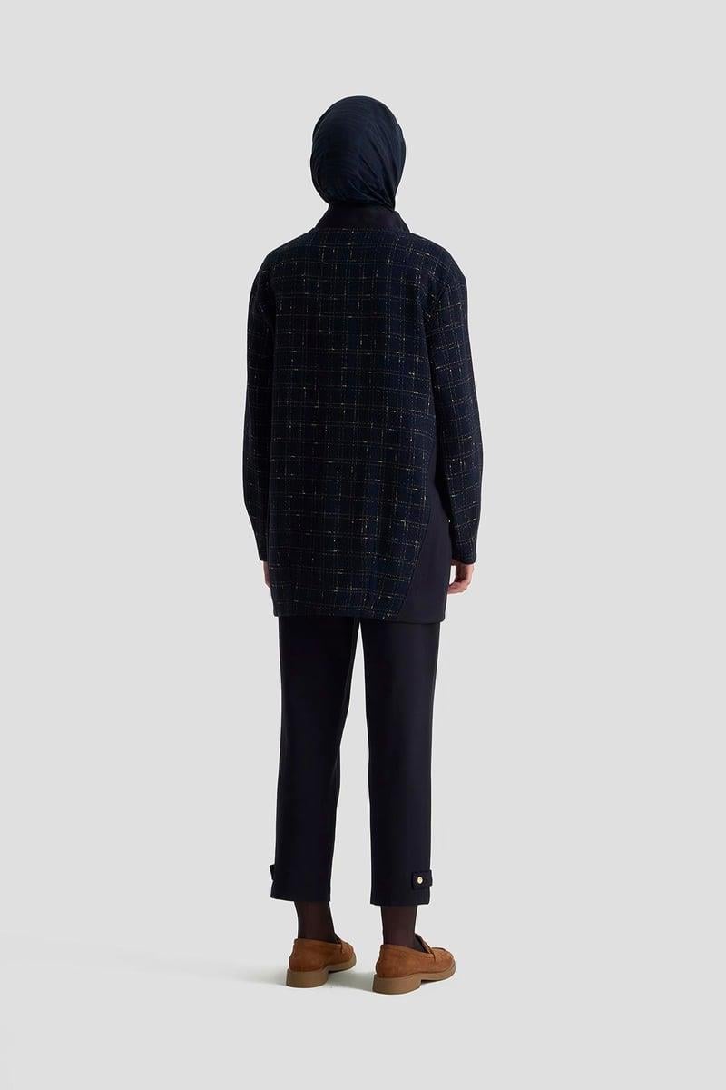 Armine TREND İnce Sarı Çizgili Pantolonlu Takım Lacivert 25KT612