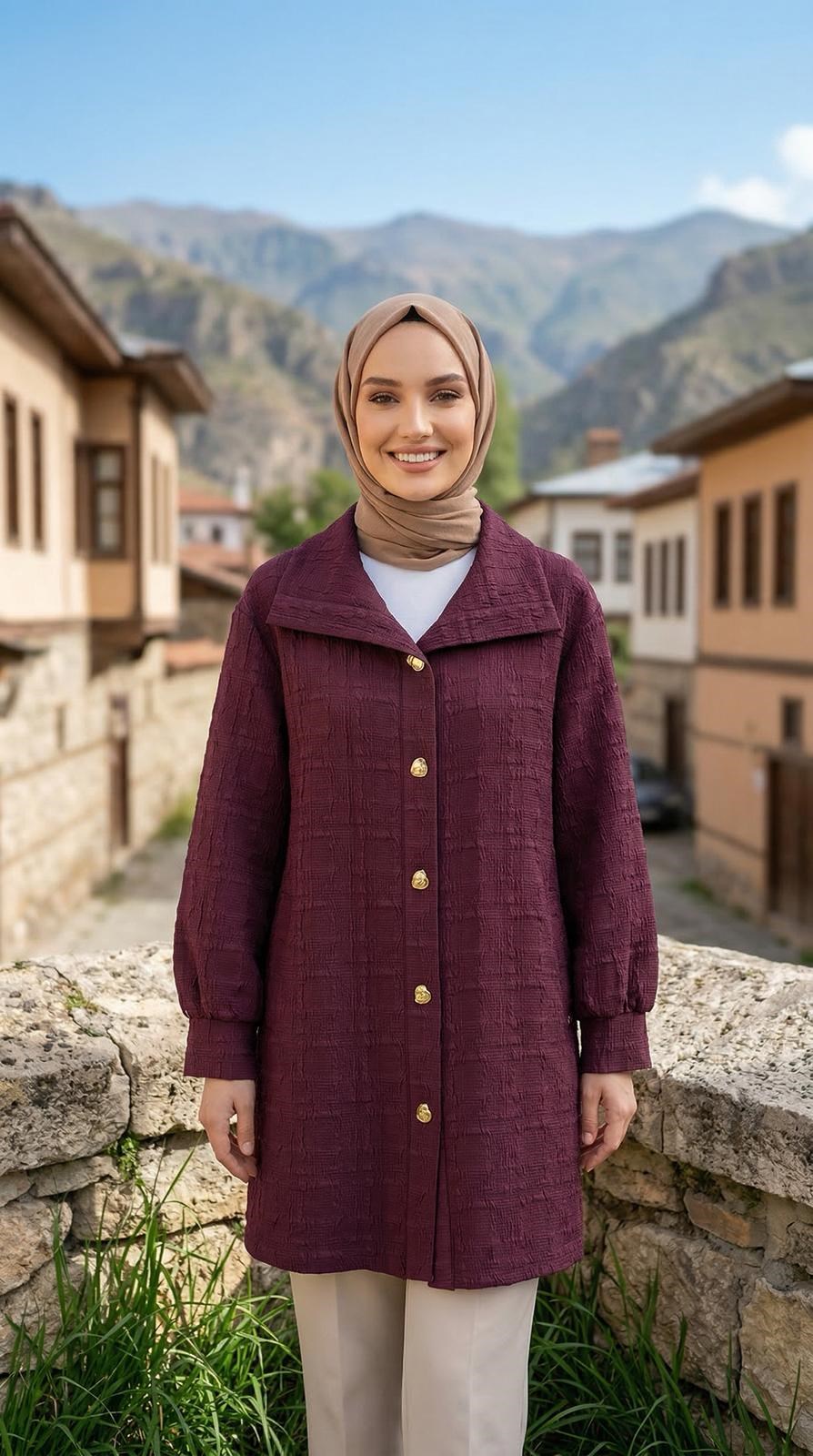 Armine TREND Kabartma Detay Ceket Mürdüm 26YT508