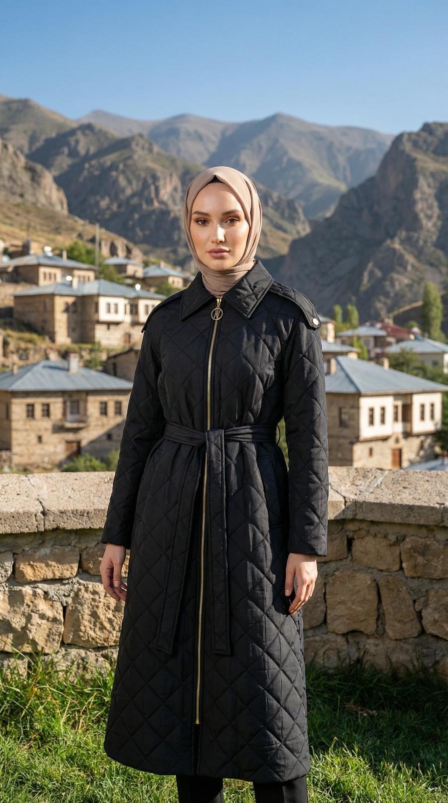 Armine TREND Kapitone Desenli Kap Siyah 26YT529