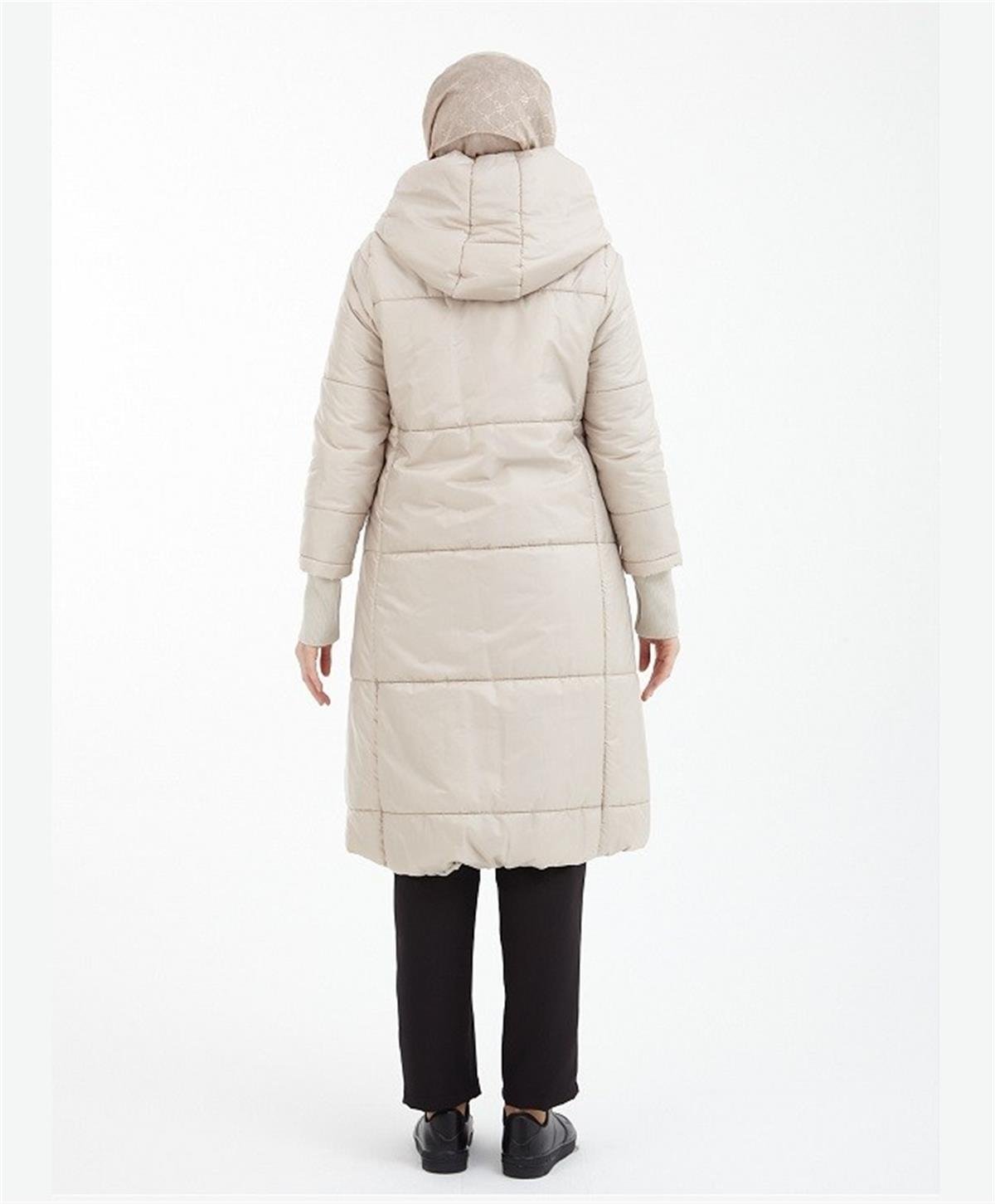 Armine Trend Kapitone Oversize Taş Kaban 22KT709 Taş