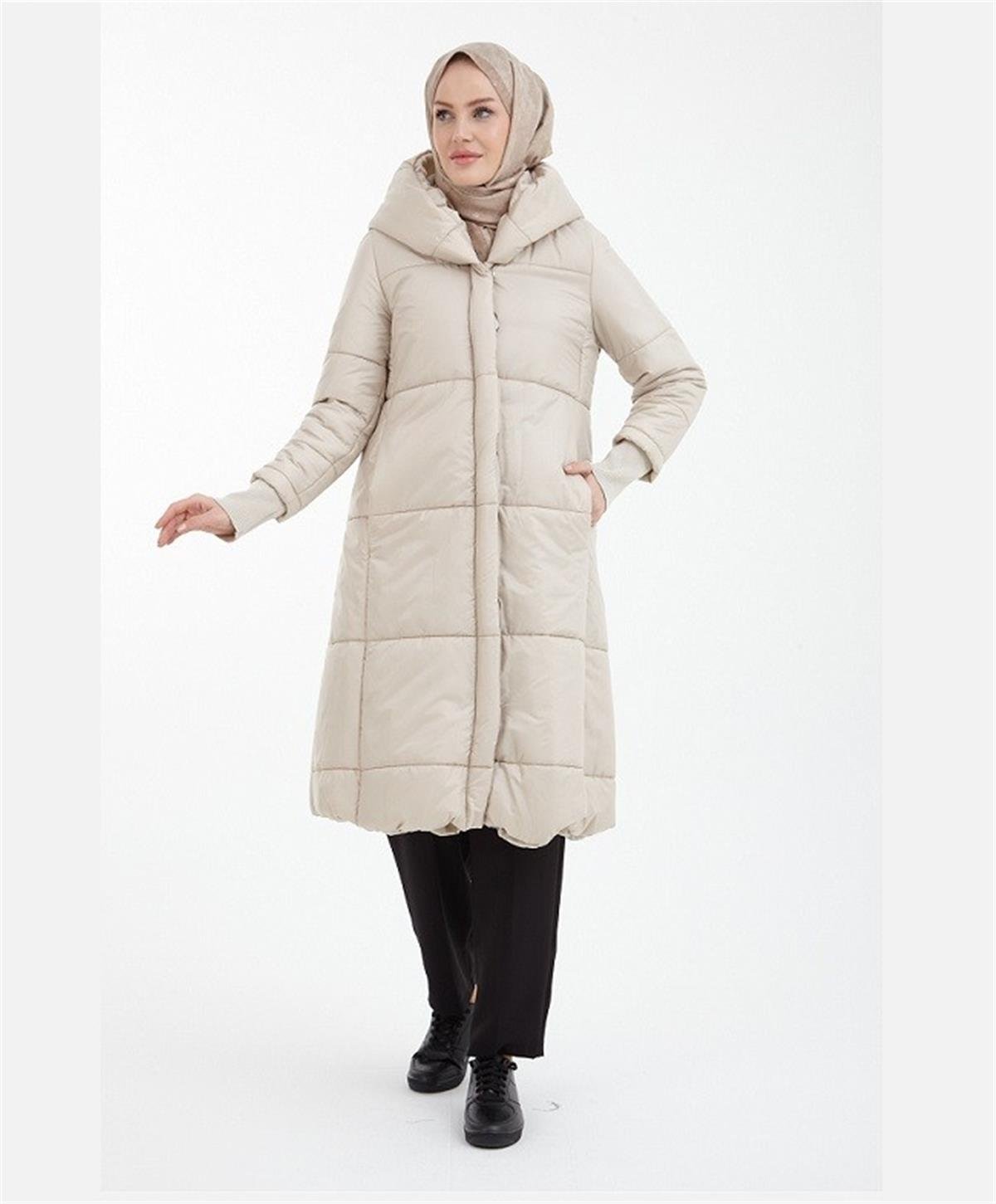 Armine Trend Kapitone Oversize Taş Kaban 22KT709 Taş