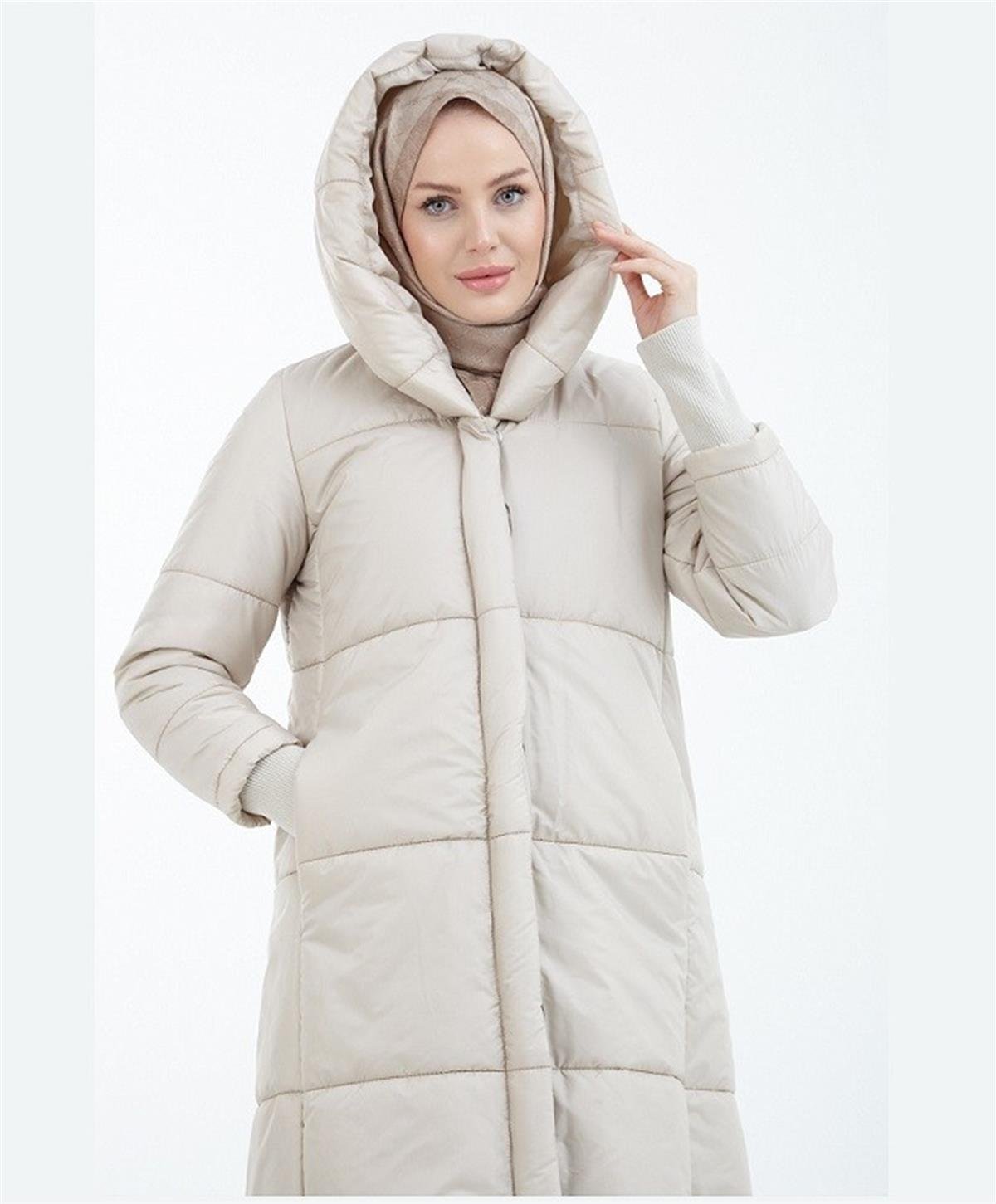 Armine Trend Kapitone Oversize Taş Kaban 22KT709 Taş