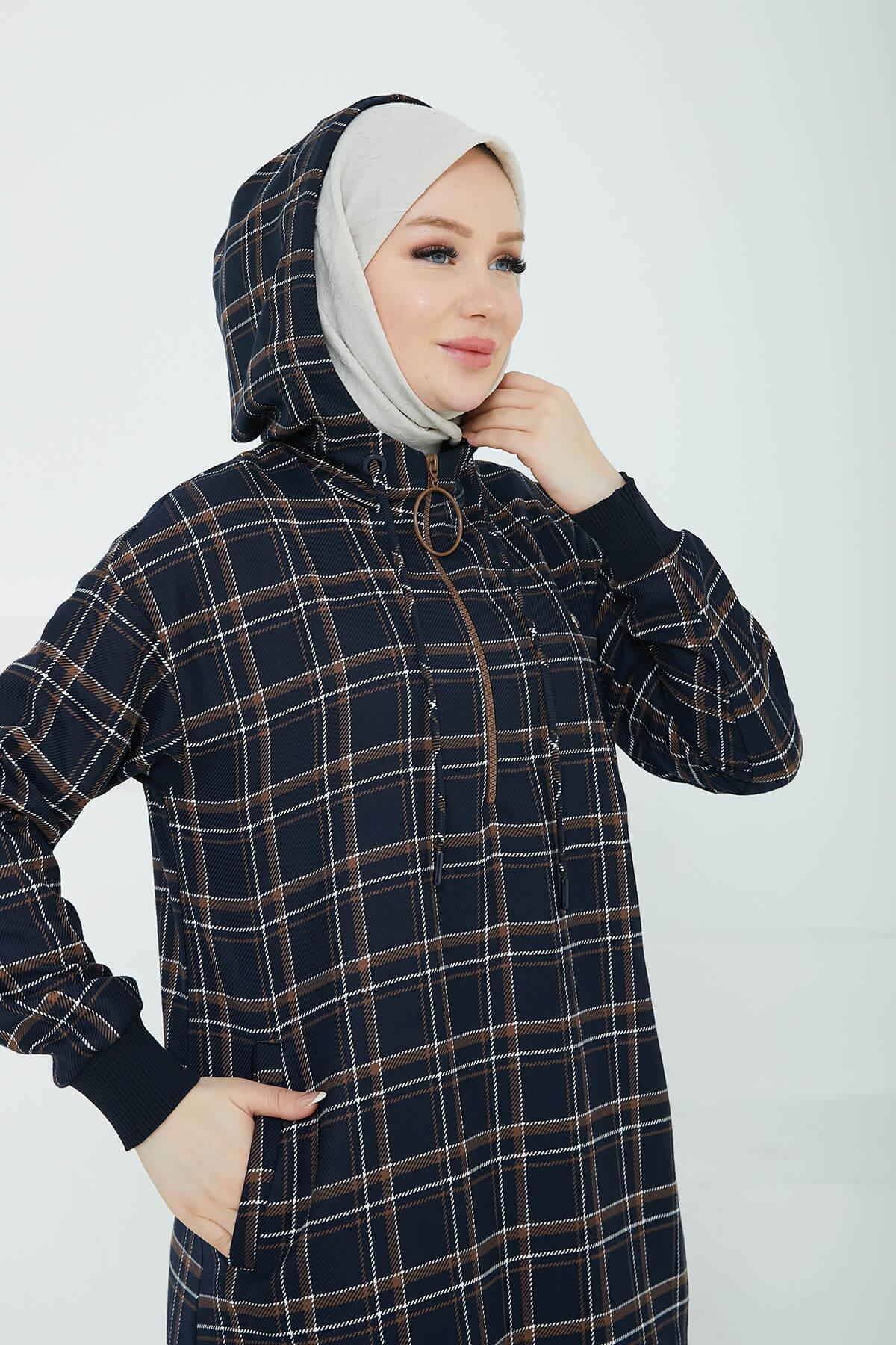 Armine TREND Kapüşonlu Cepli Tunik Lacivert 24KT483