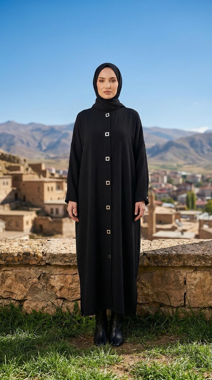 Armine TREND Kare Düğme Detay Kap Siyah 26YT549