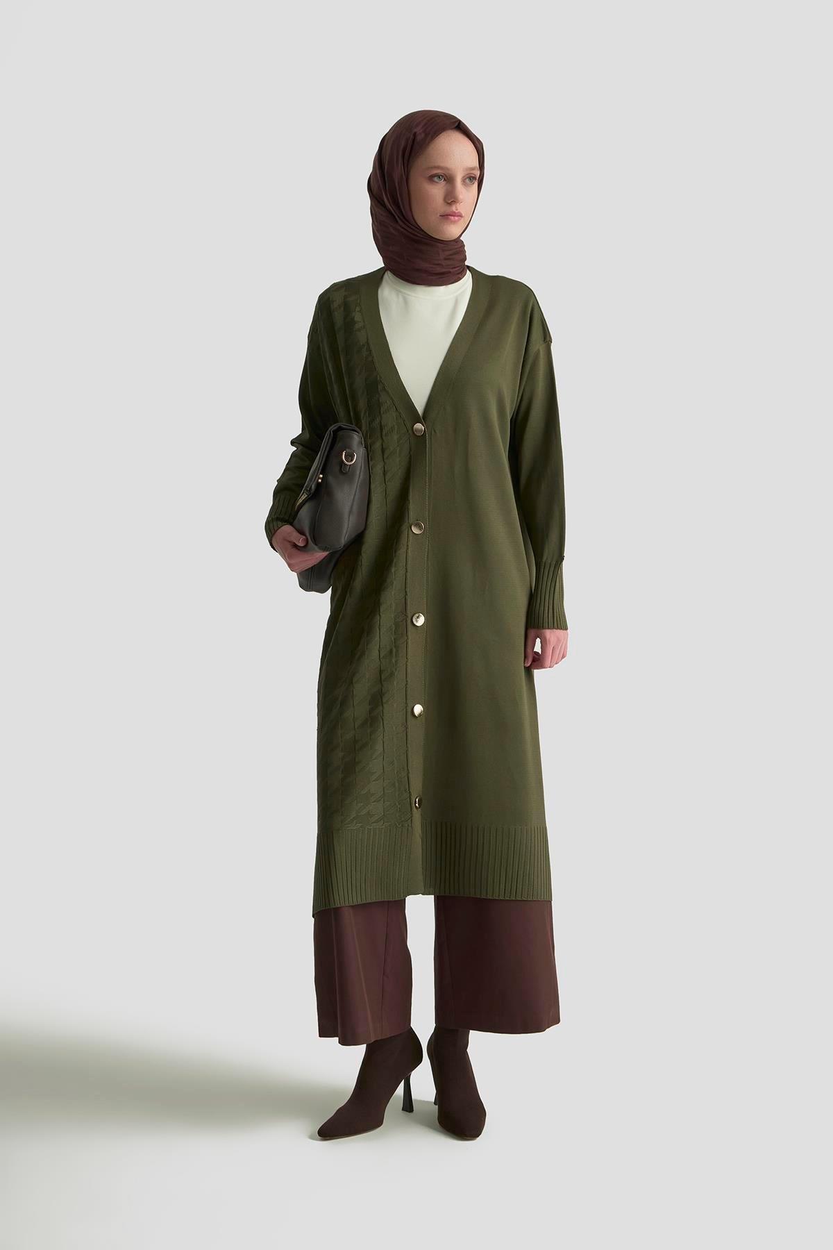 Armine TREND Kazayağı Desen Hırka Haki 25YTD4119