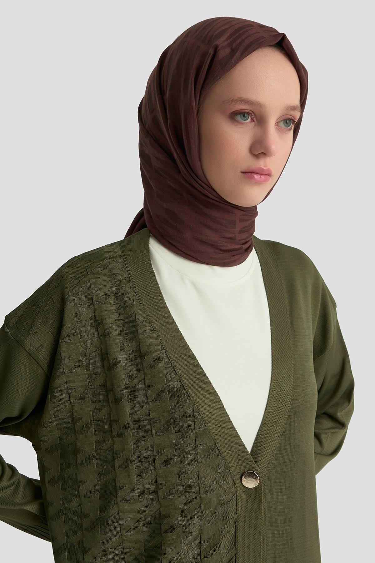 Armine TREND Kazayağı Desen Hırka Haki 25YTD4119