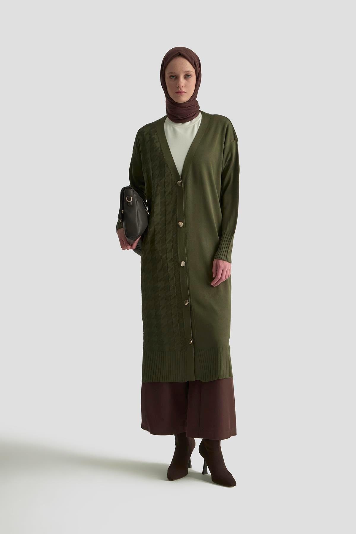 Armine TREND Kazayağı Desen Hırka Haki 25YTD4119