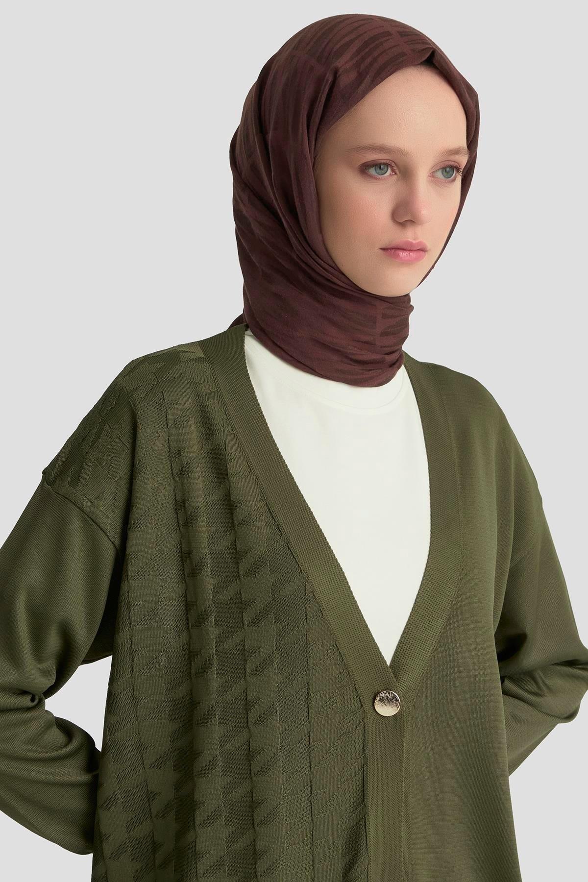 Armine TREND Kazayağı Desen Hırka Haki 25YTD4119