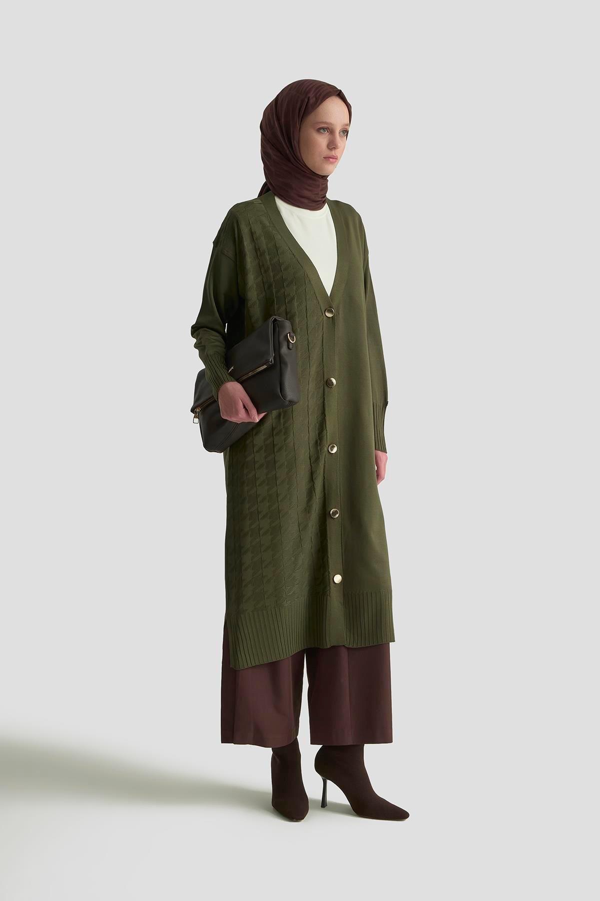 Armine TREND Kazayağı Desen Hırka Haki 25YTD4119