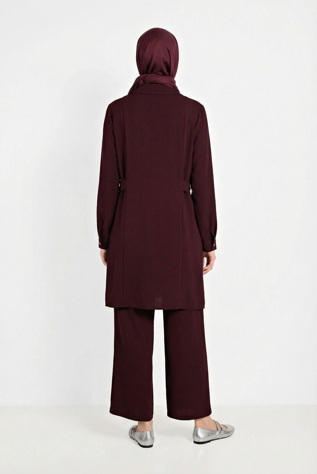 Armine TREND Kemer Detay Bol Paça Pantolonlu Takım Mürdüm 26YT609