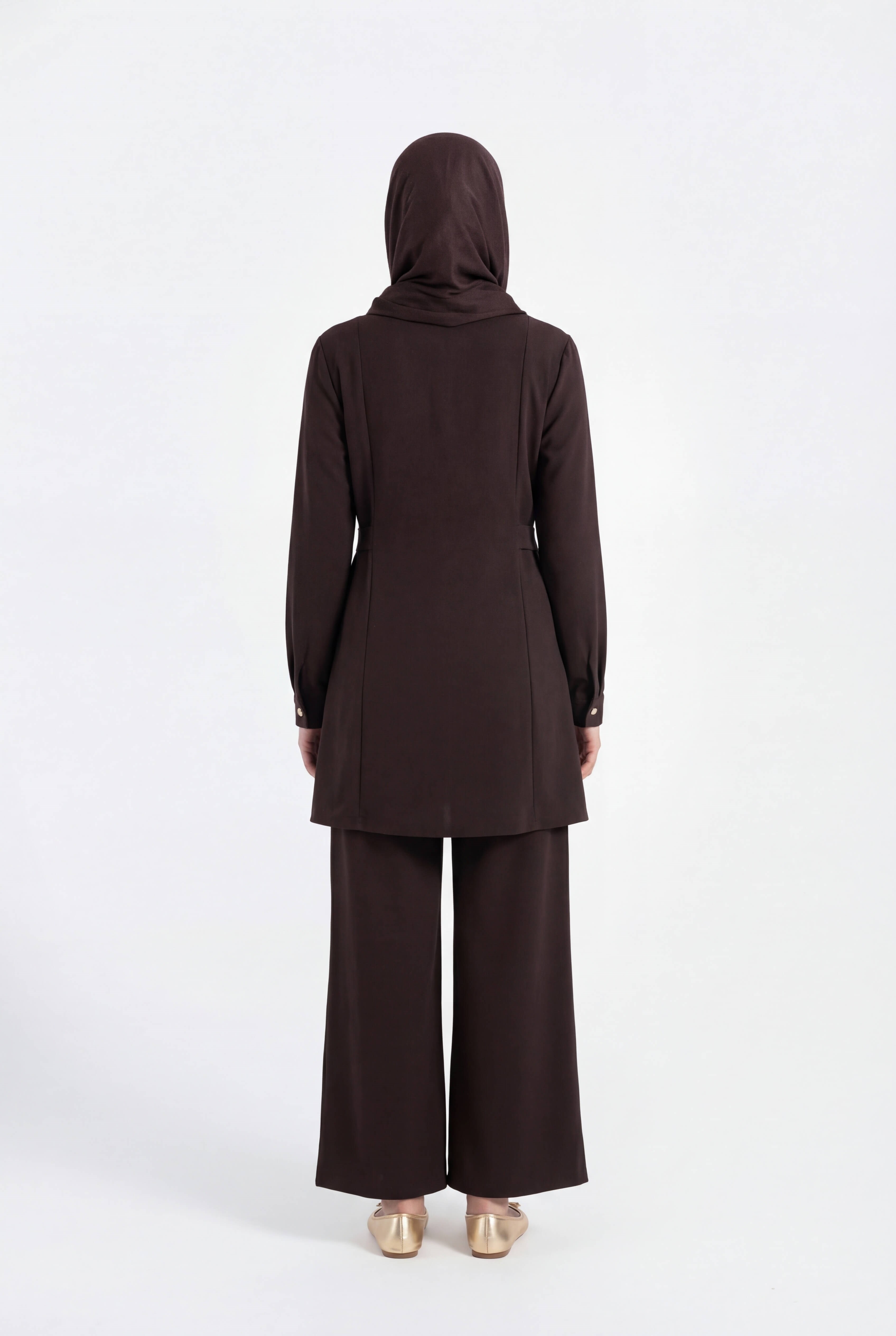 Armine TREND Kemer Detay Bol Paça Pantolonlu Takım Kahverengi 26YT609