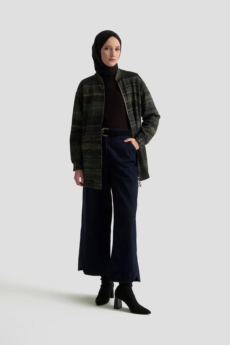 ARMİNE TREND Kendinden Desenli Parlak Ceket Vizon 25KT538