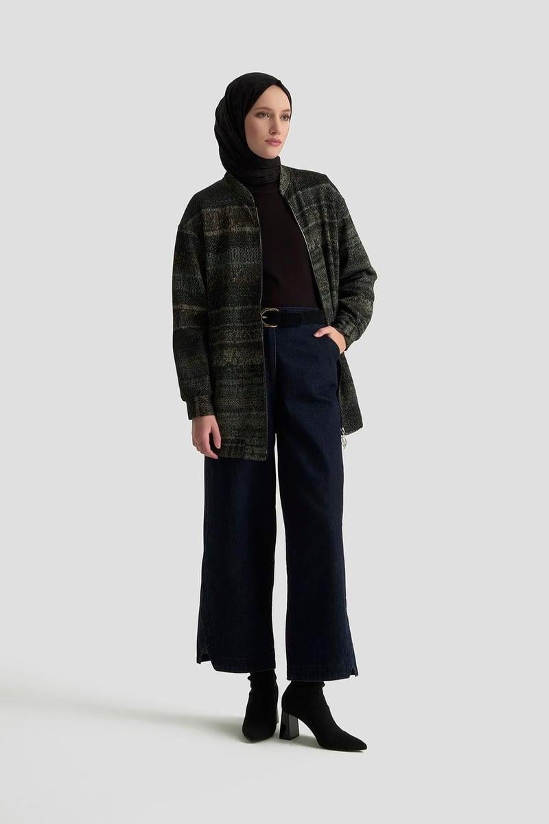 ARMİNE TREND Kendinden Desenli Parlak Ceket Vizon 25KT538