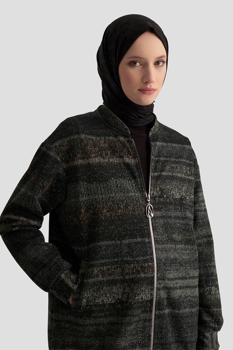 ARMİNE TREND Kendinden Desenli Parlak Ceket Vizon 25KT538