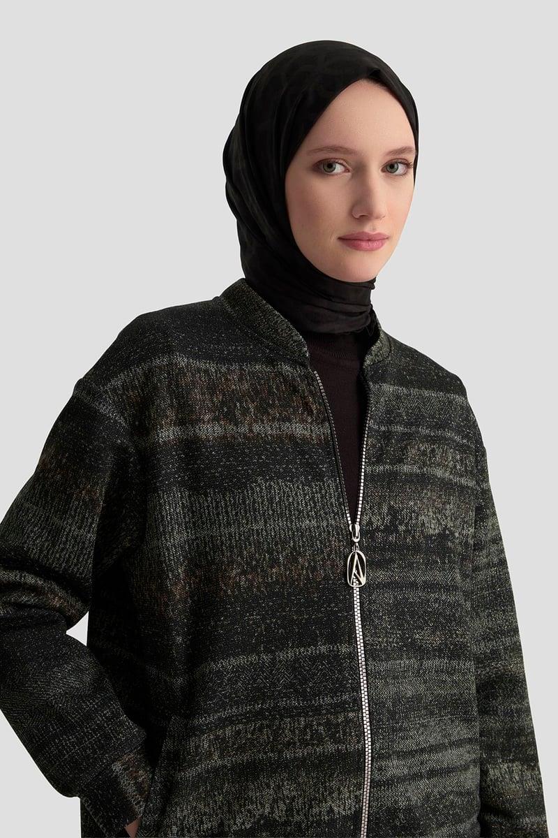 ARMİNE TREND Kendinden Desenli Parlak Ceket Vizon 25KT538