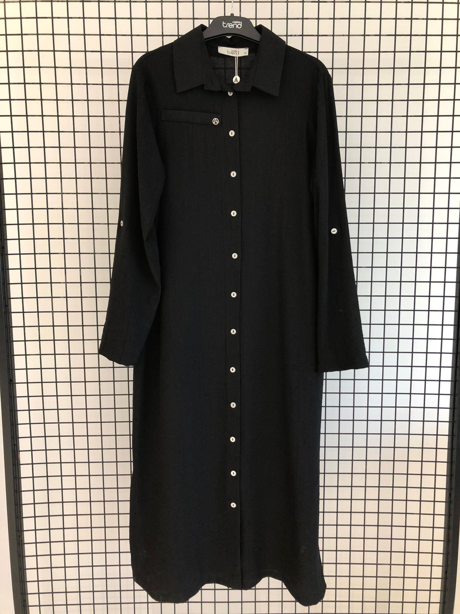 Armine TREND Kol Katlama Detay Düğmeli Tunik Siyah 25YT4142