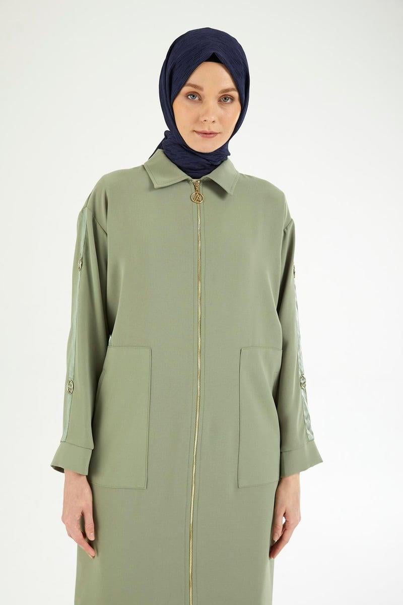 Armine TREND Kol ve Sırtında Metal Aksesuarlı Bayan Giy Çık Olive 25YT505
