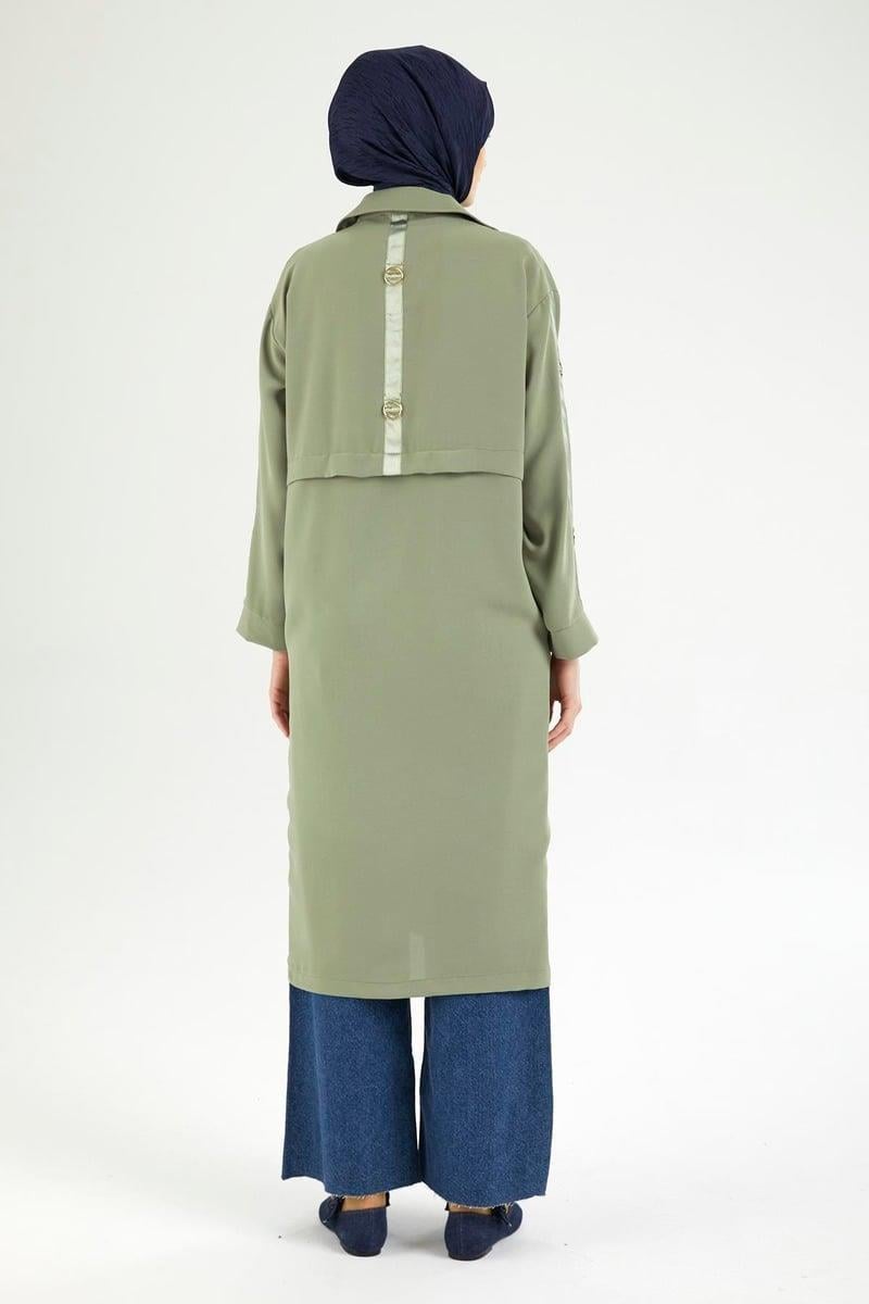 Armine TREND Kol ve Sırtında Metal Aksesuarlı Bayan Giy Çık Olive 25YT505