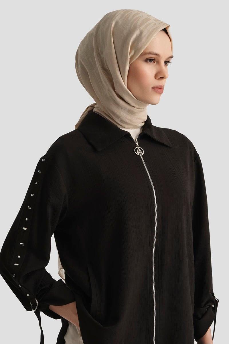 ARMİNE TREND Kollarda Taş Detaylı Ceket Siyah 25YT573