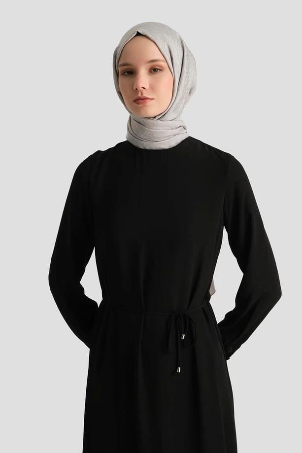 ARMİNE TREND Kolları Lastikli Astarlı Elbise Siyah 25YT927
