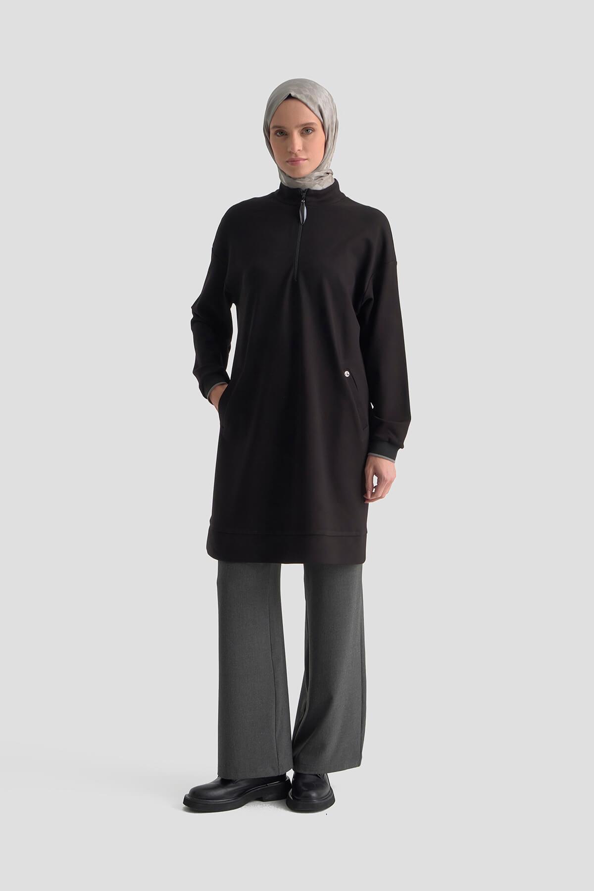 Armine TREND Kolları Ribanalı Bayan Tunik Siyah 25KT461