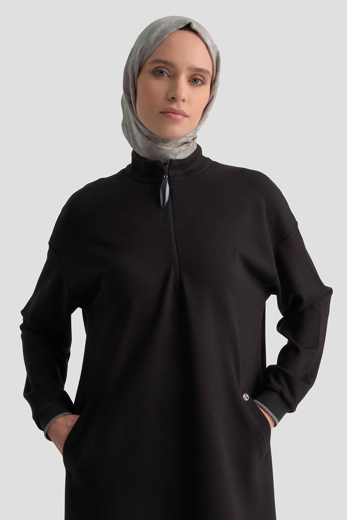 Armine TREND Kolları Ribanalı Bayan Tunik Siyah 25KT461