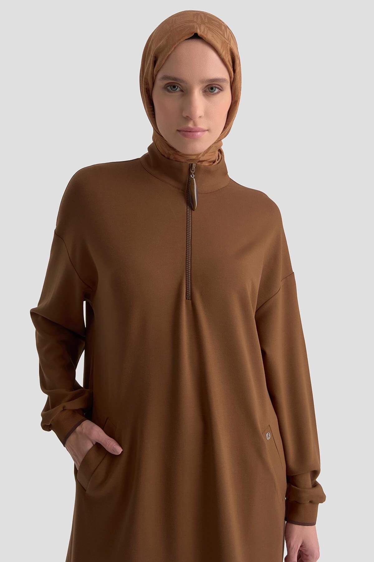 Armine TREND Kolları Ribanalı Bayan Tunik Taba 25KT461