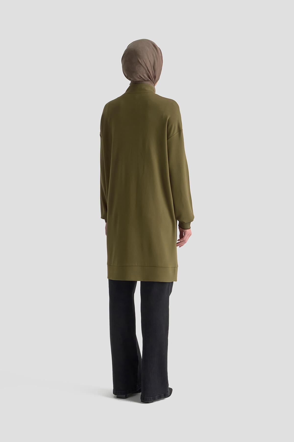 Armine TREND Kolları Ribanalı Bayan Tunik Yağ Yeşili 25KT461