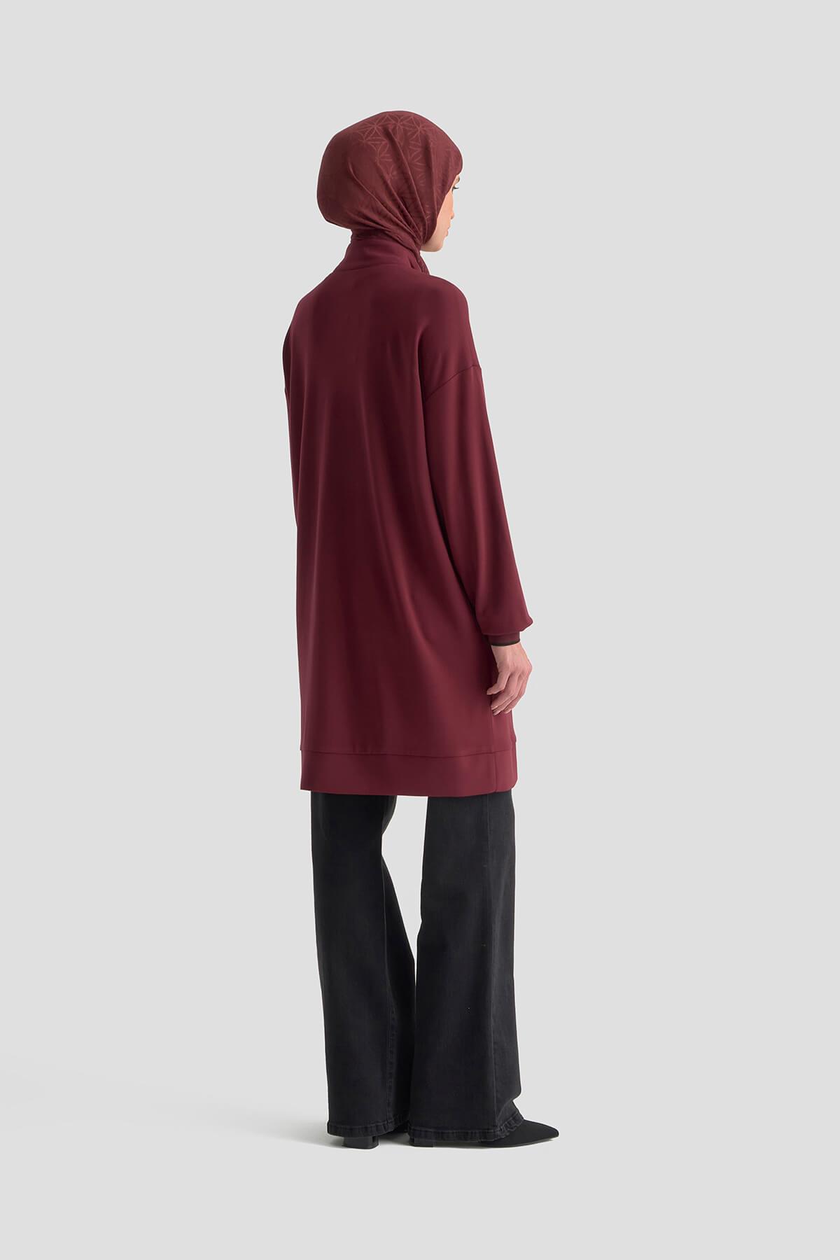 Armine TREND Kolları Ribanalı Bayan Tunik Bordo 25KT461