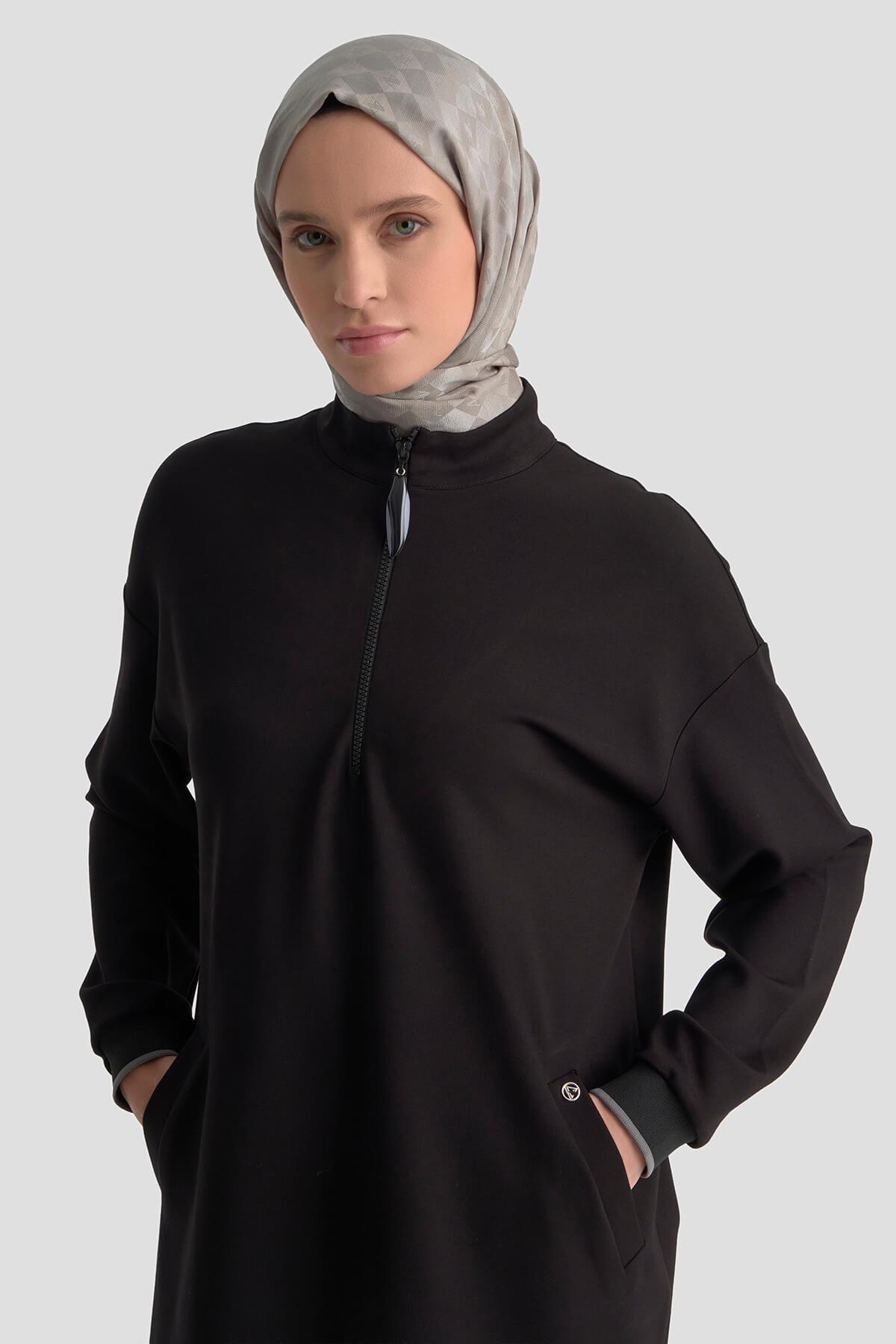 Armine TREND Kolları Ribanalı Bayan Tunik Siyah 25KT461
