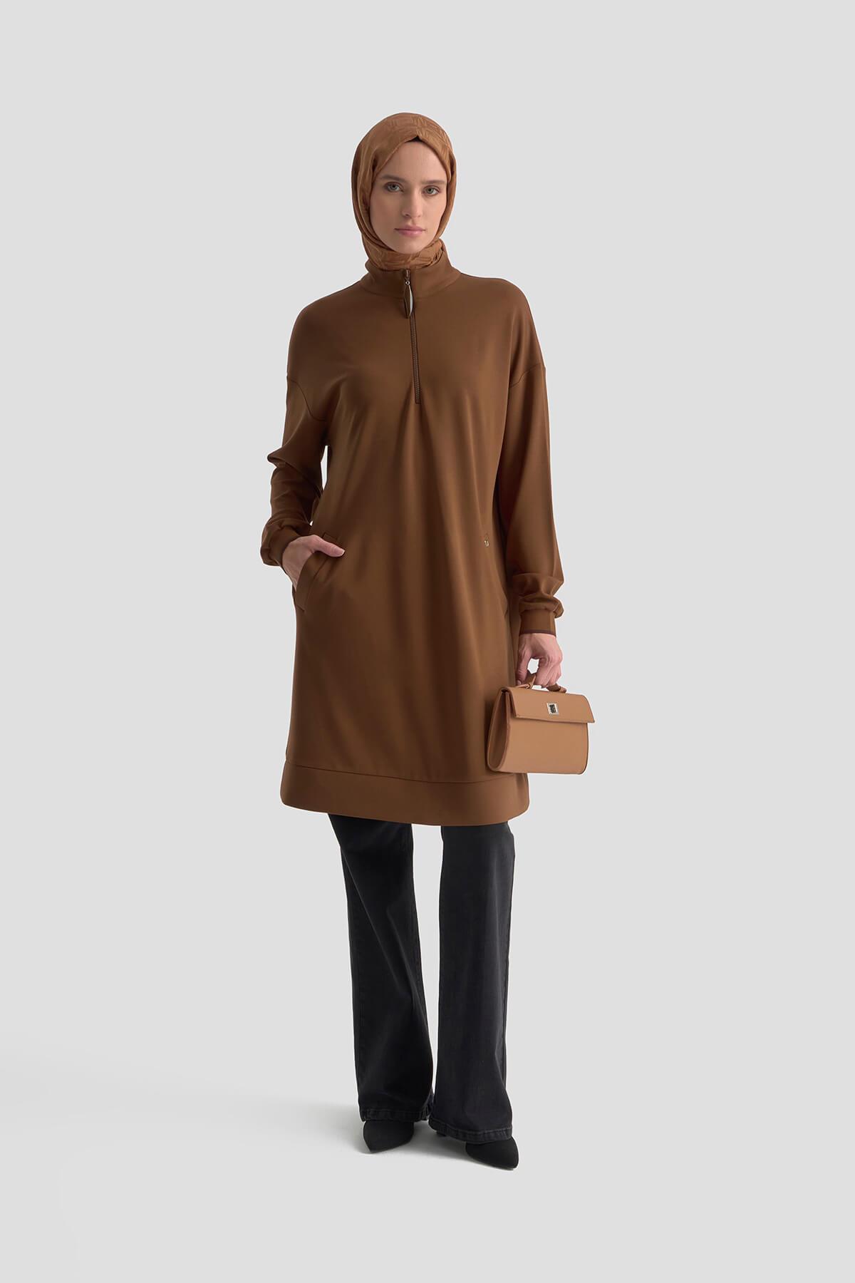 Armine TREND Kolları Ribanalı Bayan Tunik Taba 25KT461