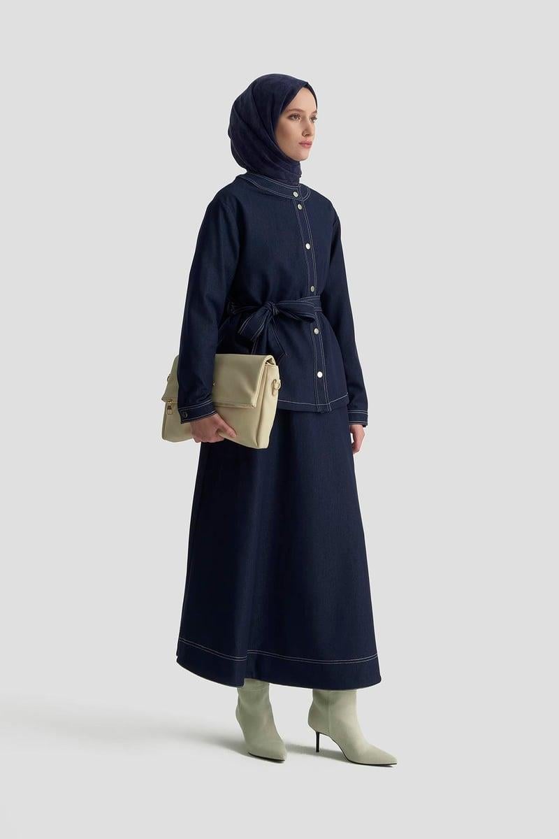 ARMİNE TREND Kolları Ribanalı Yarım Fermuarlı Tunik Haki 25KT443