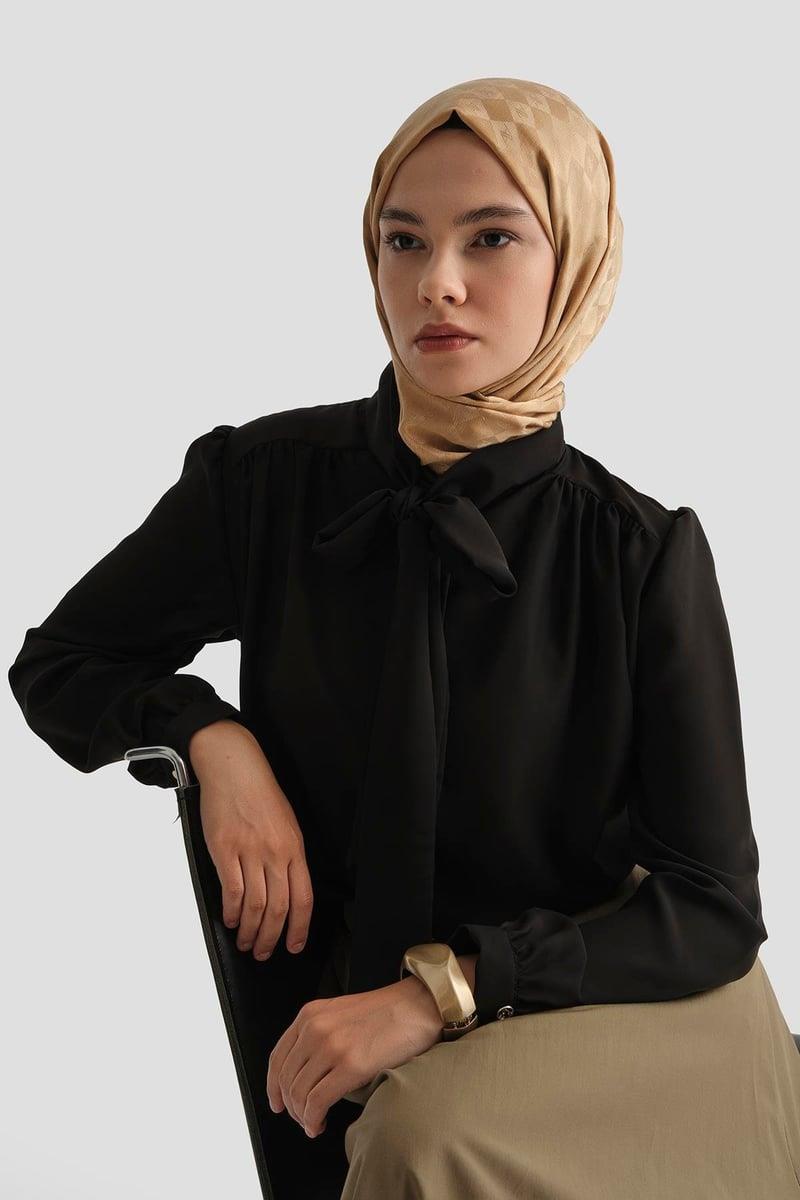 Armine TREND Ön Bağlama Detaylı Gömlek Tunik Siyah 25YT303