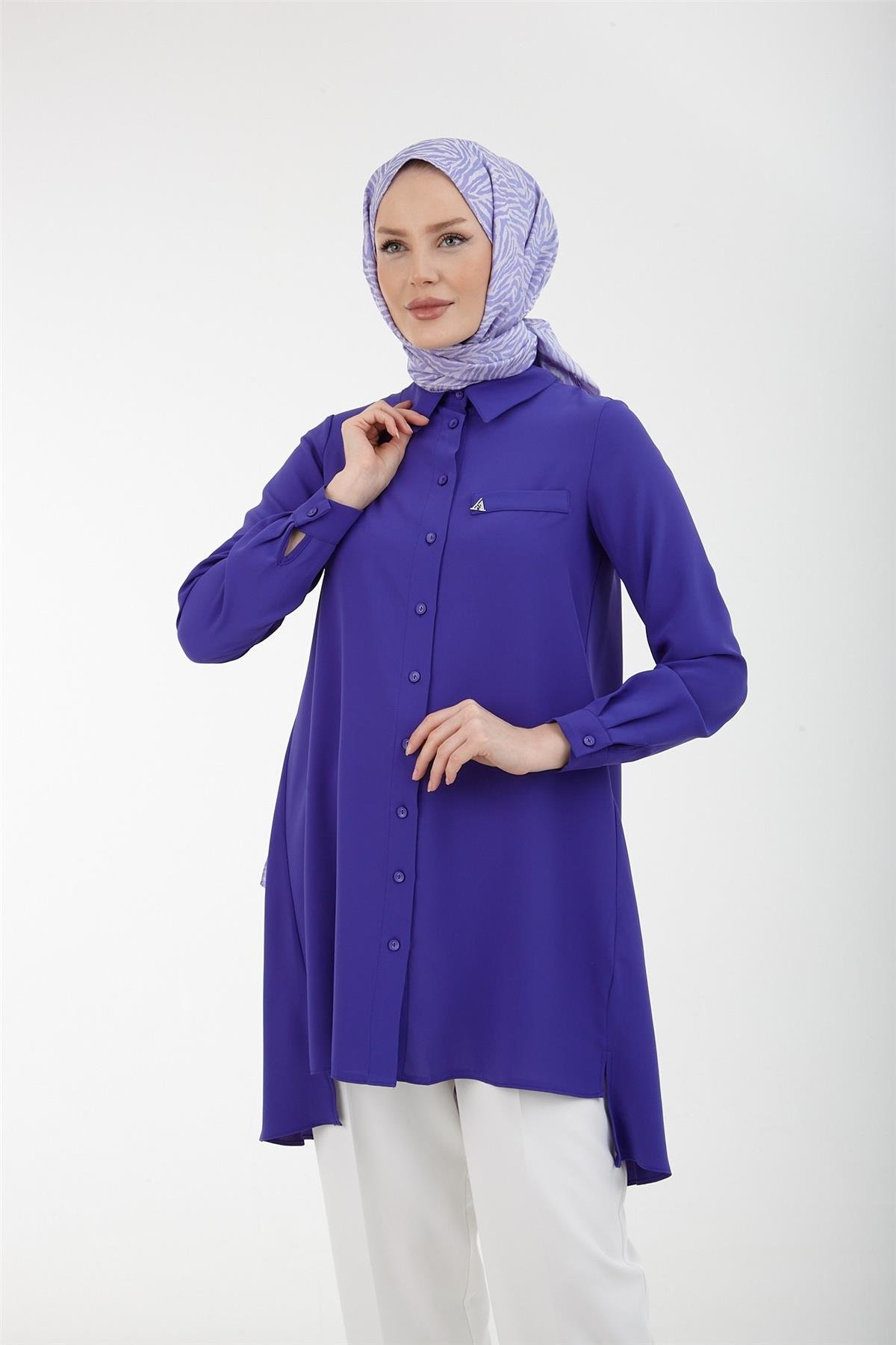Armine Trend Önden Düğmeli Tunik 23YT403 Morcivet