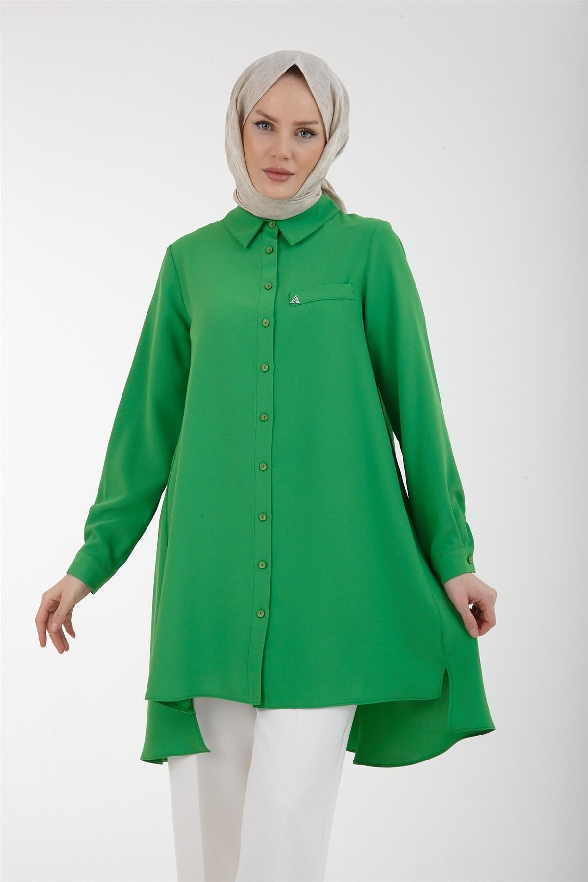 Armine Trend Önden Düğmeli Tunik 23YT403 Yeşil
