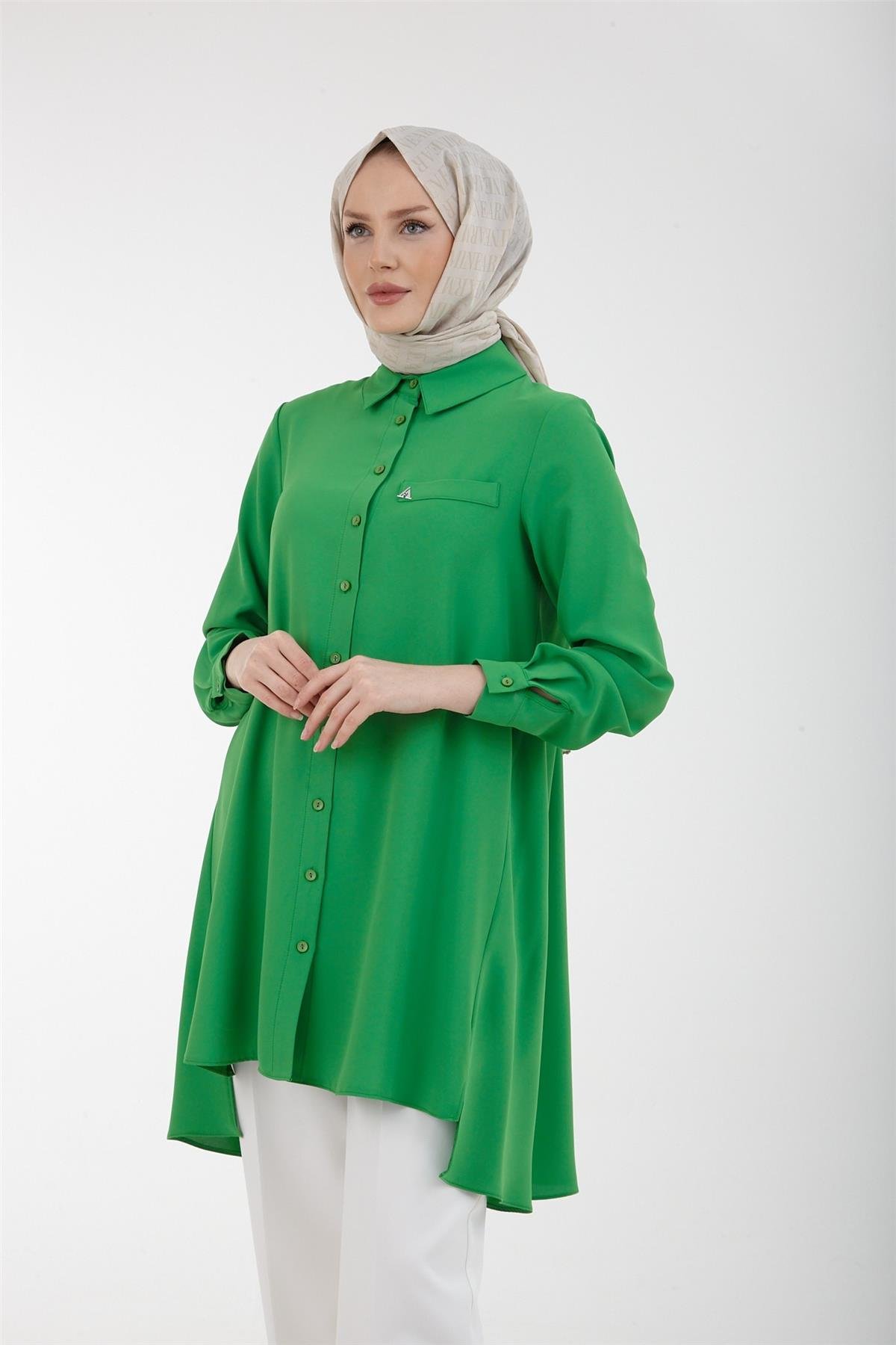 Armine Trend Önden Düğmeli Tunik 23YT403 Yeşil